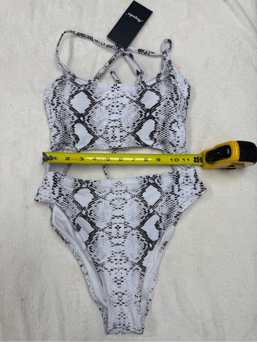 Women's White Snake Print One-Piece Swimsuit